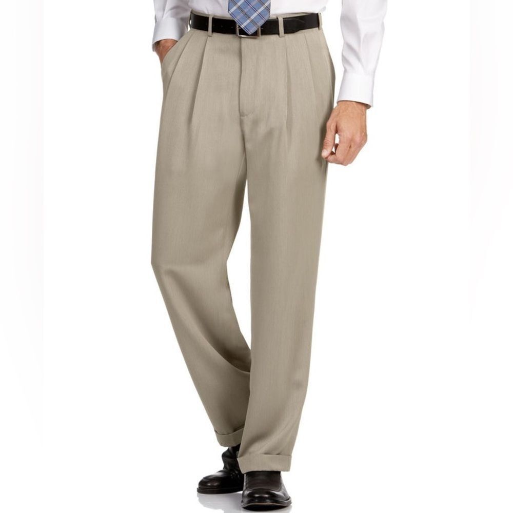 Perry Ellis Portfolio Men's Classic Tan Pants Dress Size 40/32
